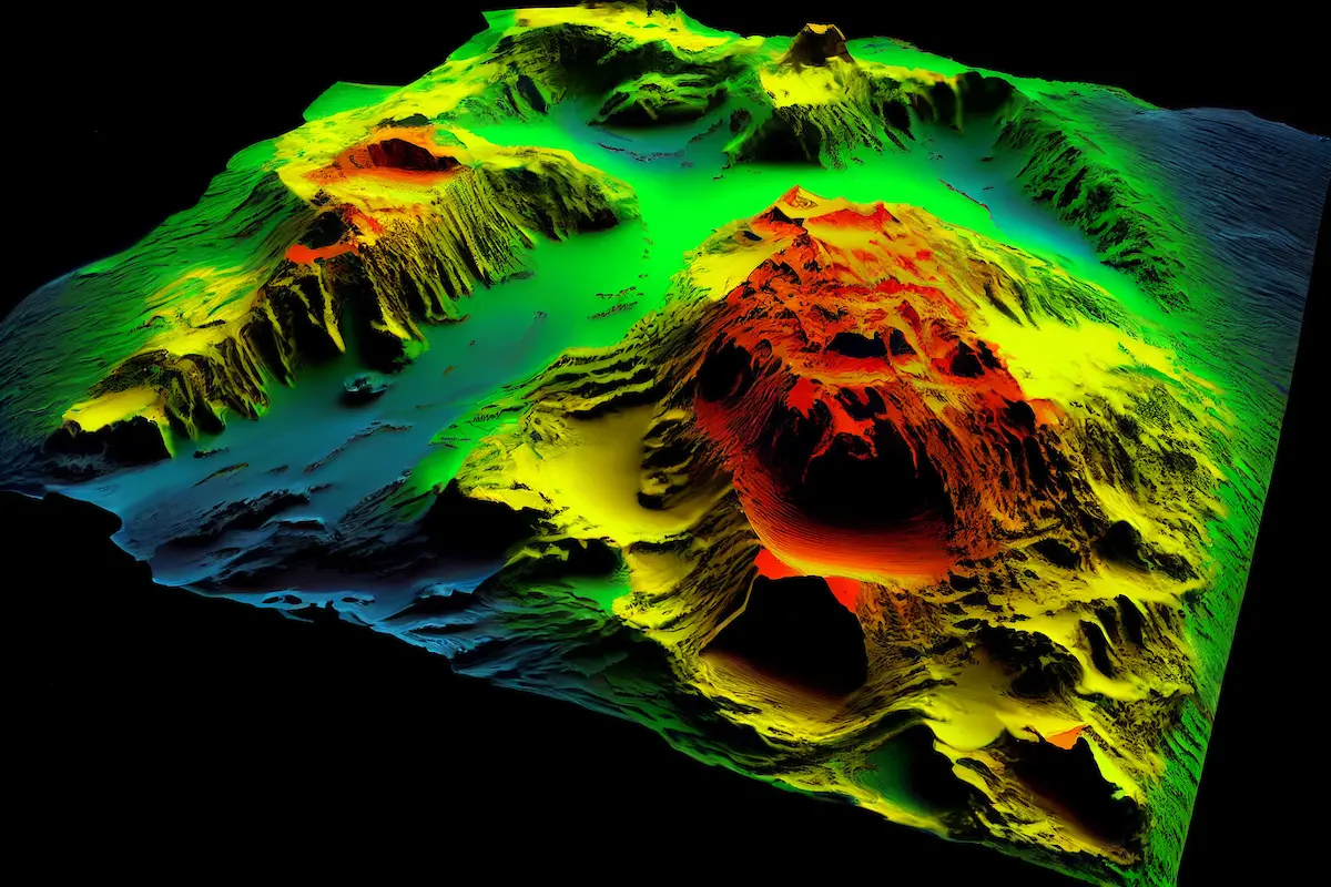 Depiction of aerial imagery collected by geospatial data