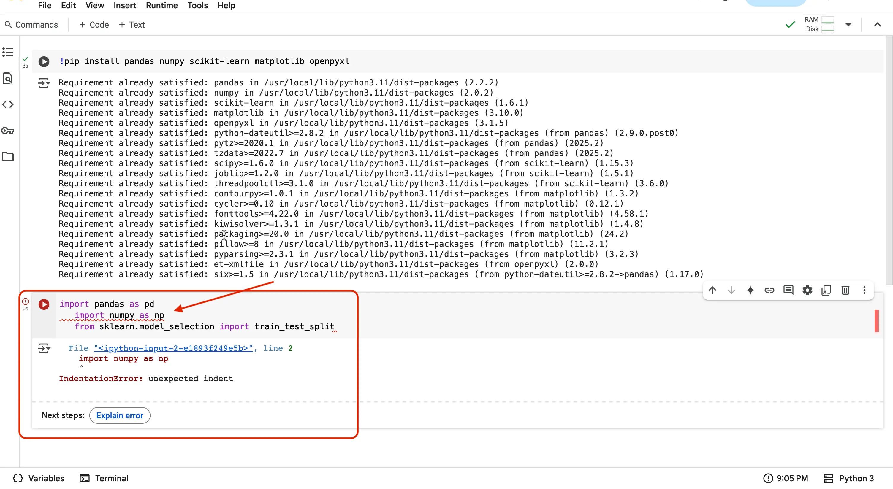 Possible error you may run into