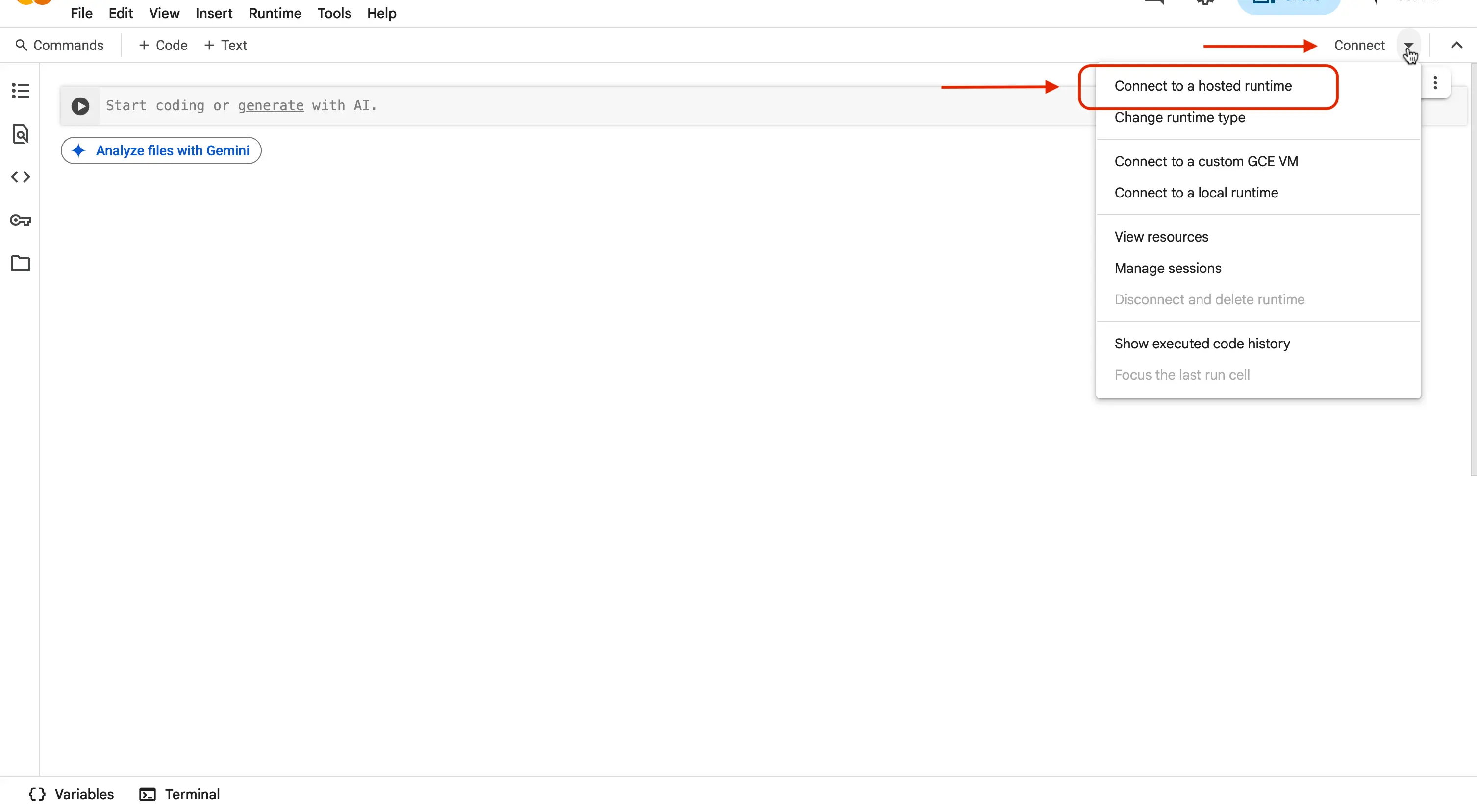 Connecting to a hosted runtime