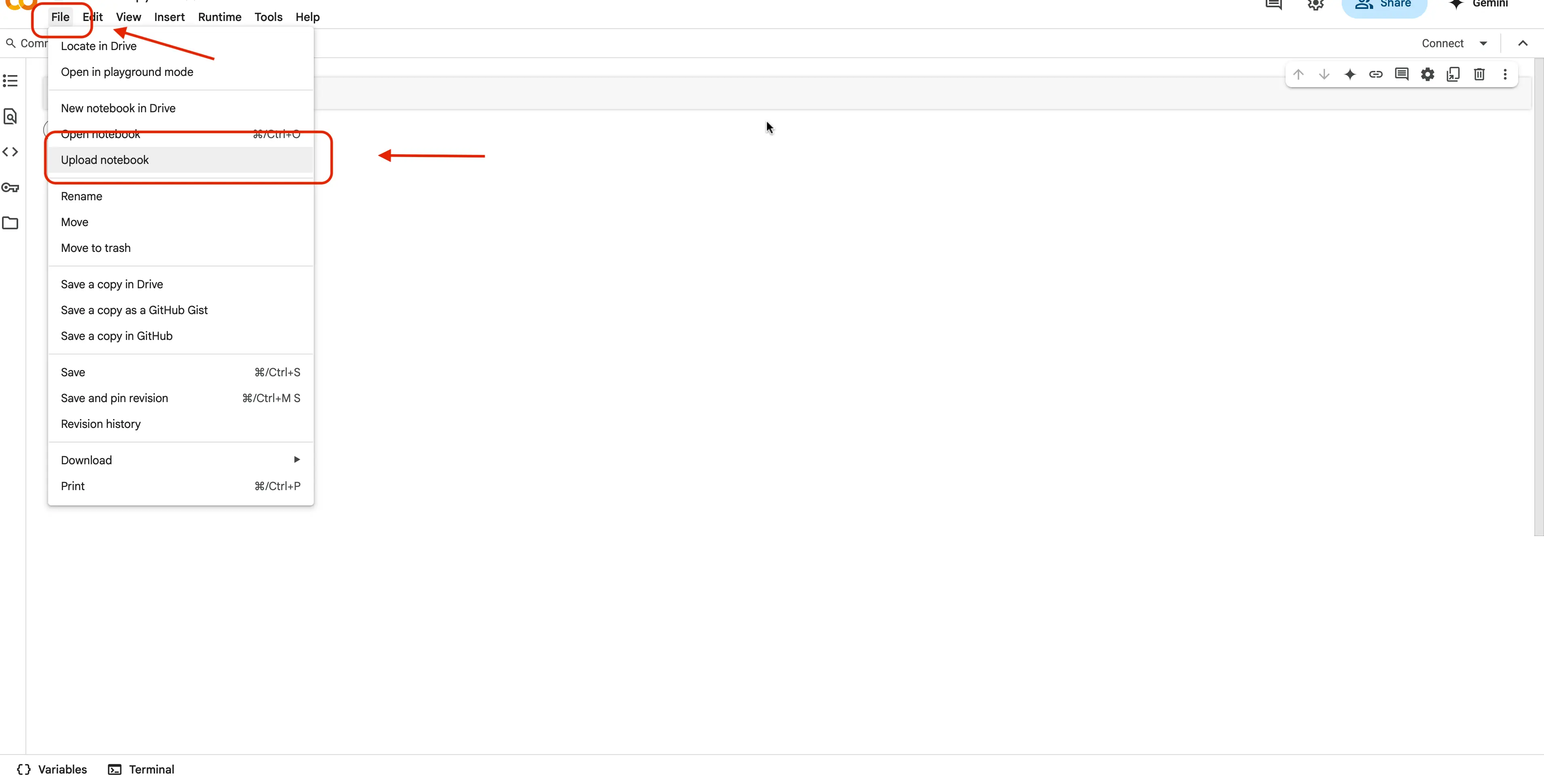 Uploading a new notebook