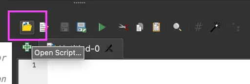 Finding the Open Script button