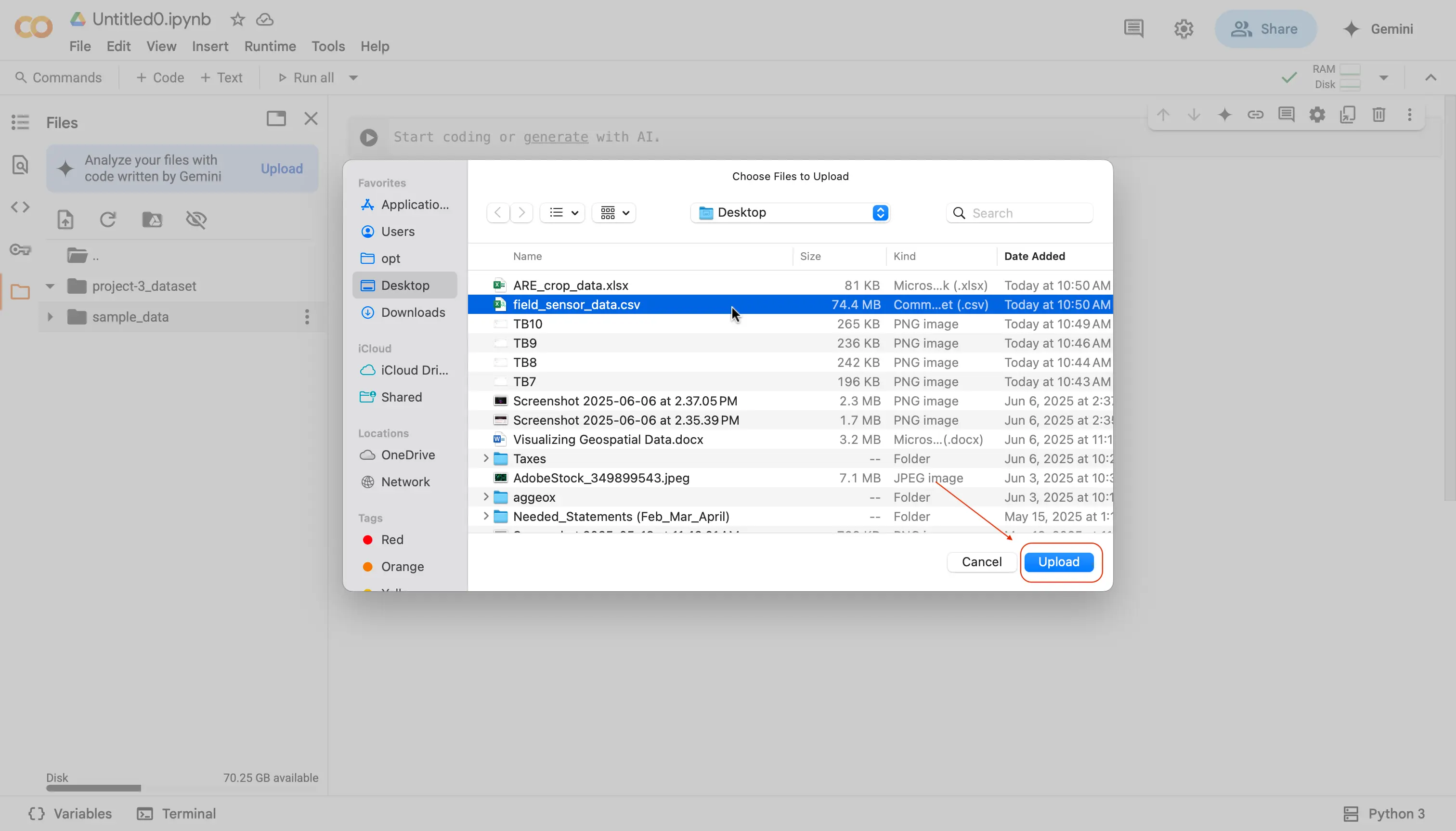 Verifying all files are uploaded to Google Colab 
