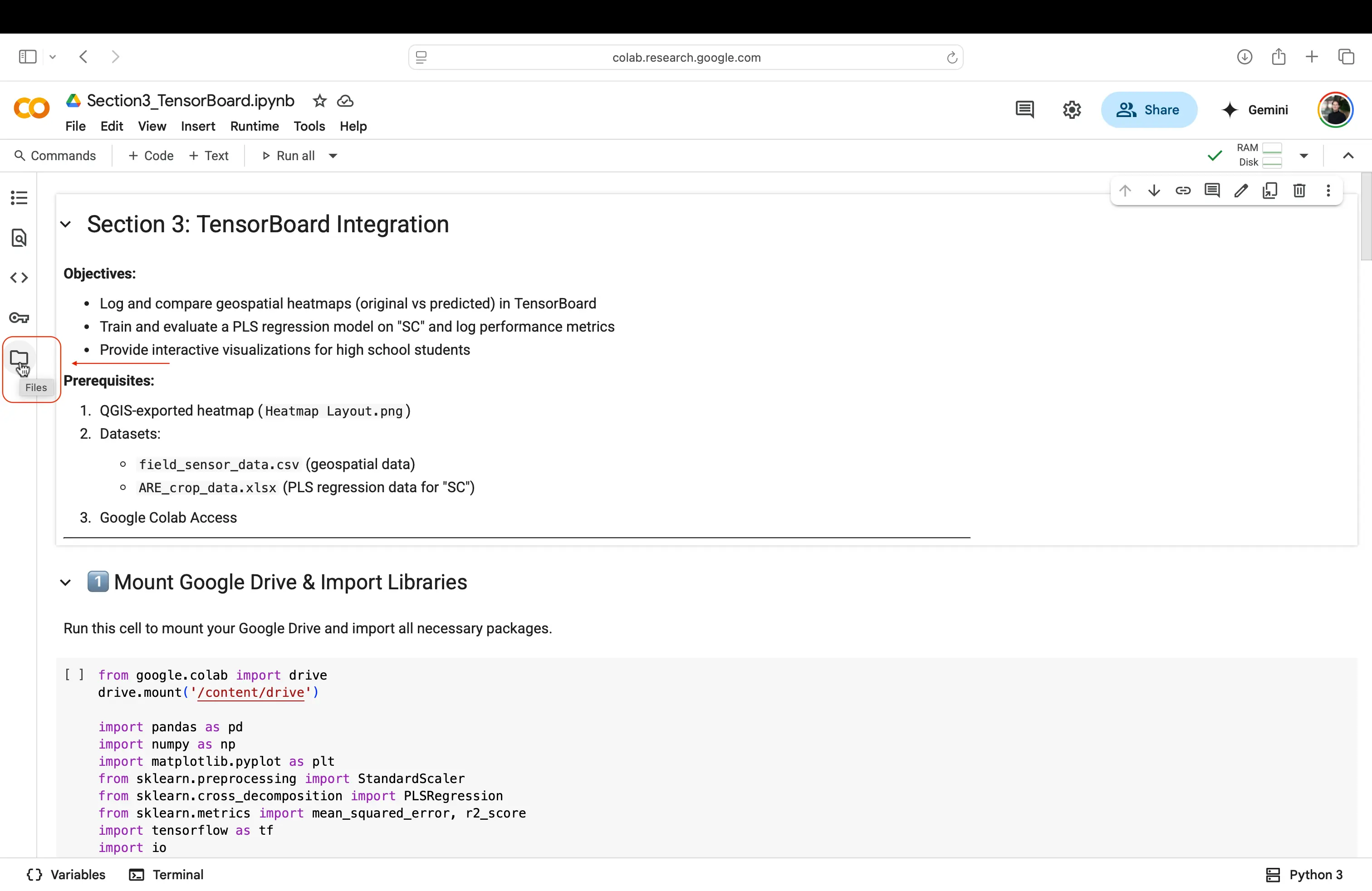 Creating a new folder in Google Colab 