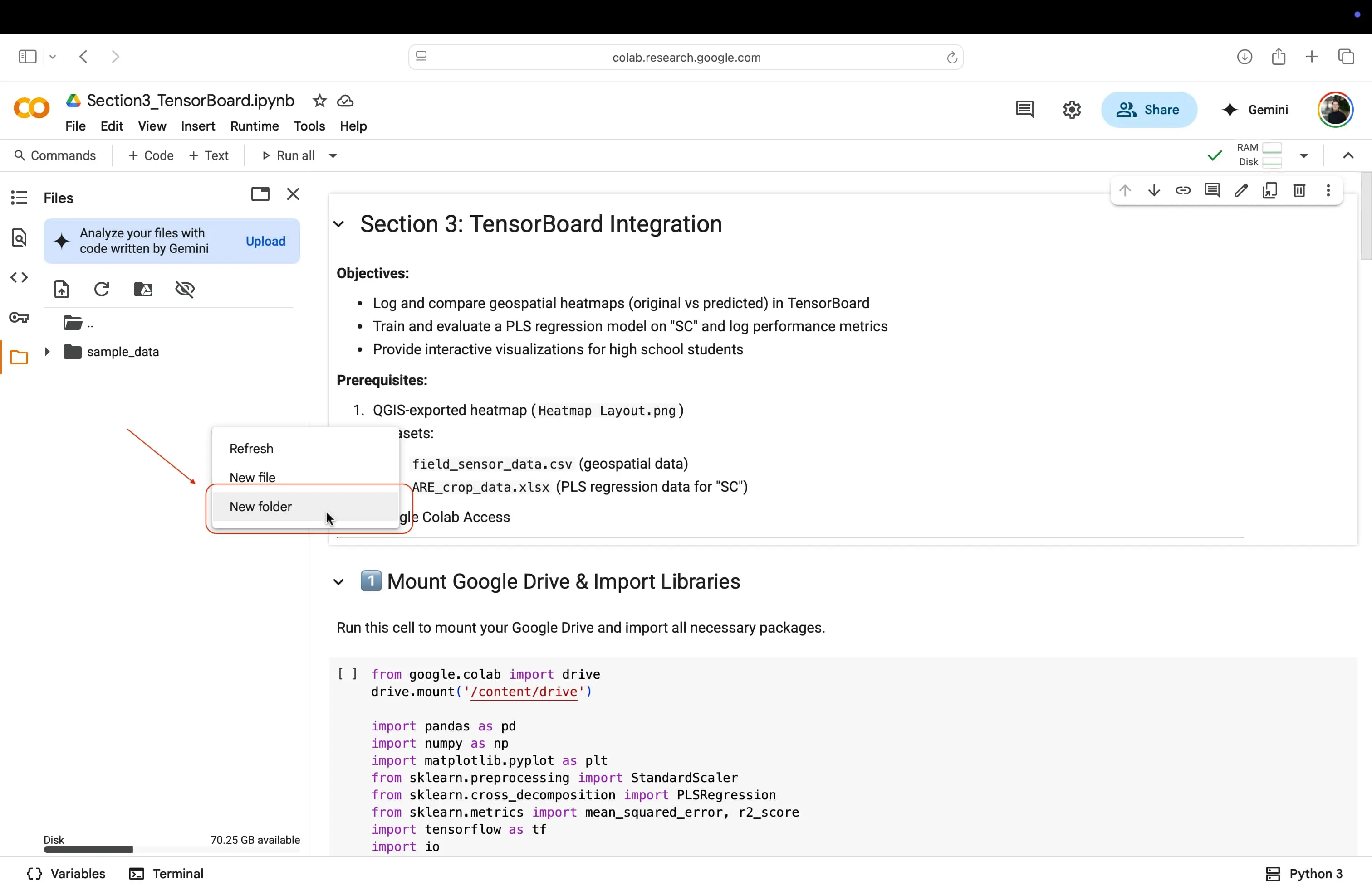 Creating a new folder in Google Colab part 2 